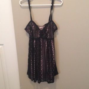 Pink and black lace shirt